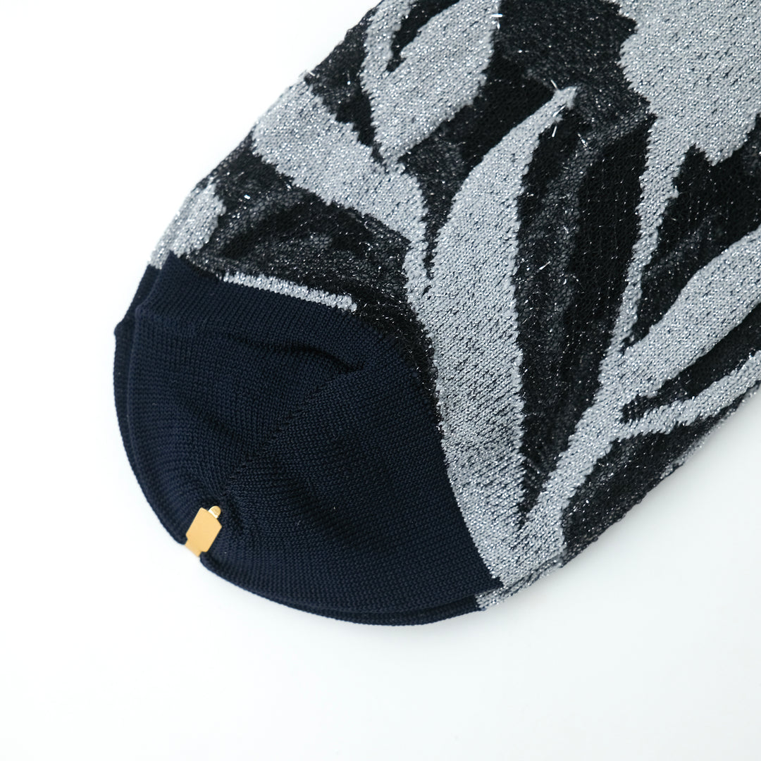 FLOWER LAME SOCKS CHARCOAL