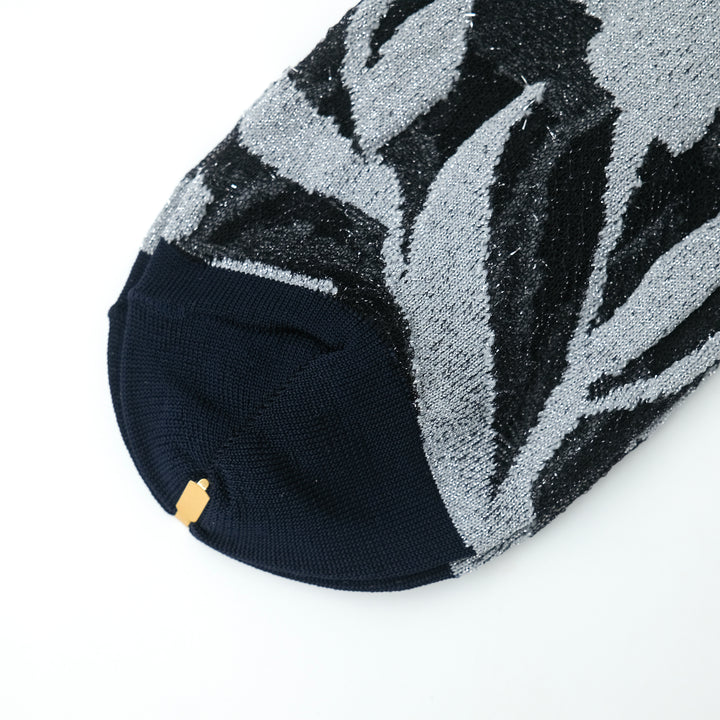 FLOWER LAME SOCKS CHARCOAL
