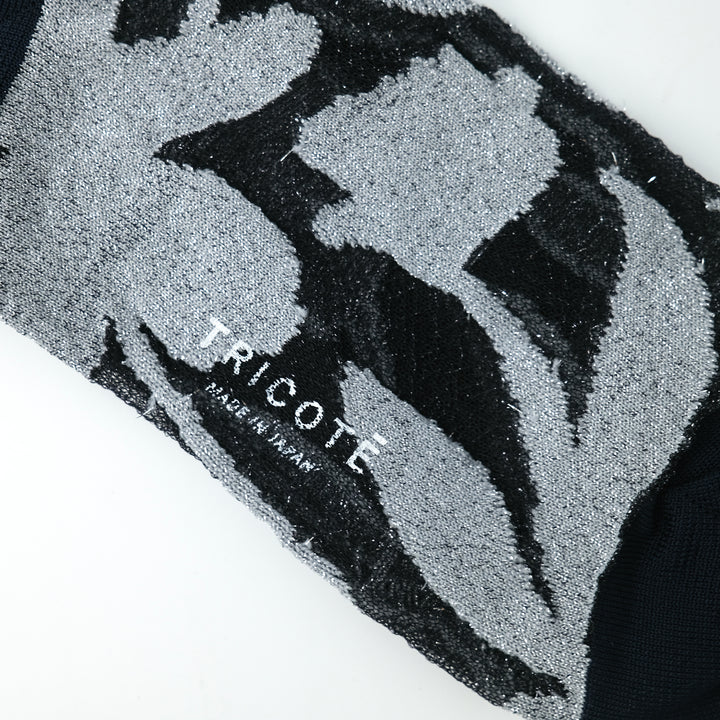 FLOWER LAME SOCKS CHARCOAL