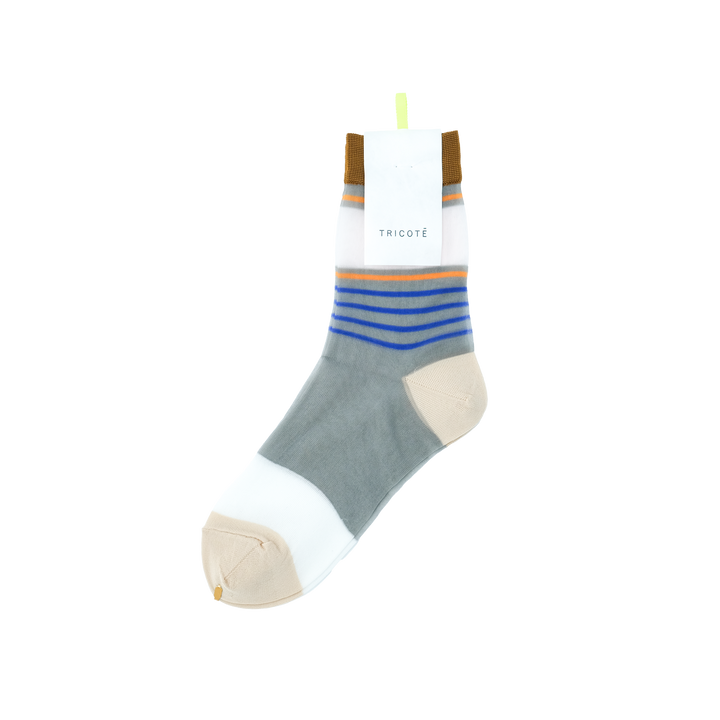 SHEER BOREDER SOCKS GRAY