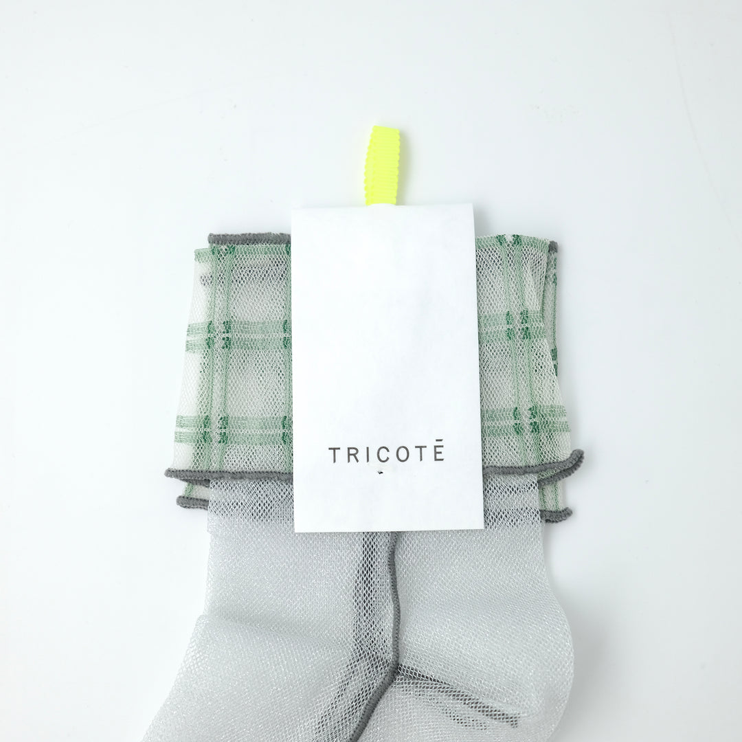 CHECK TULLE SOCKS SILVER