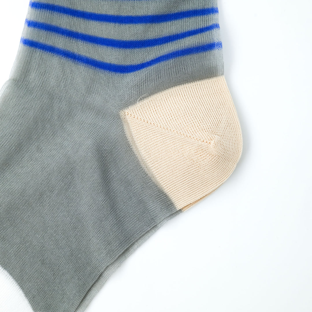 SHEER BOREDER SOCKS GRAY