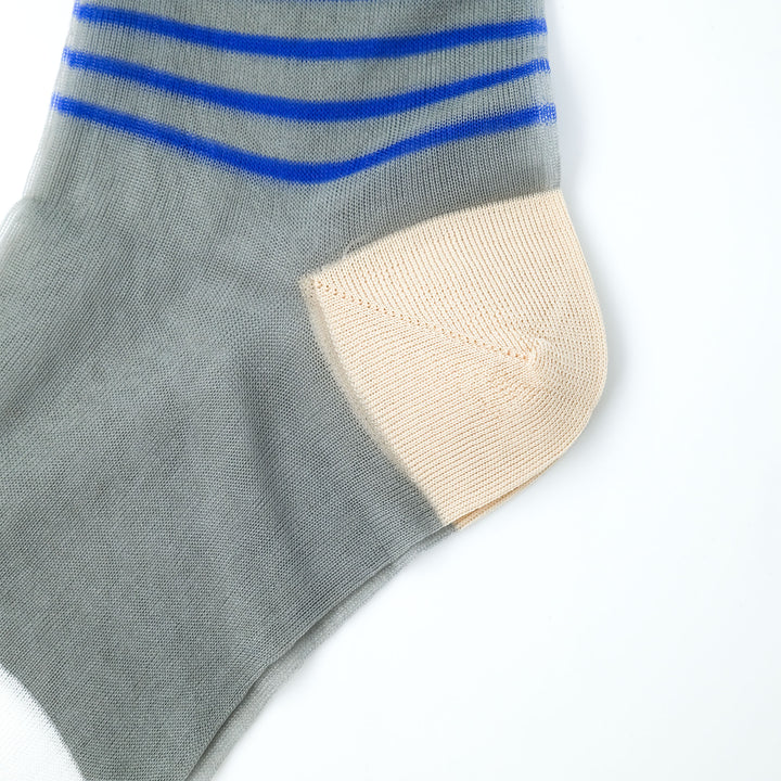 SHEER BOREDER SOCKS GRAY
