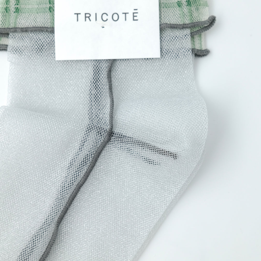 CHECK TULLE SOCKS SILVER