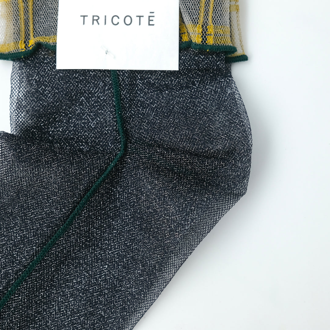 CHECK TULLE SOCKS NAVY