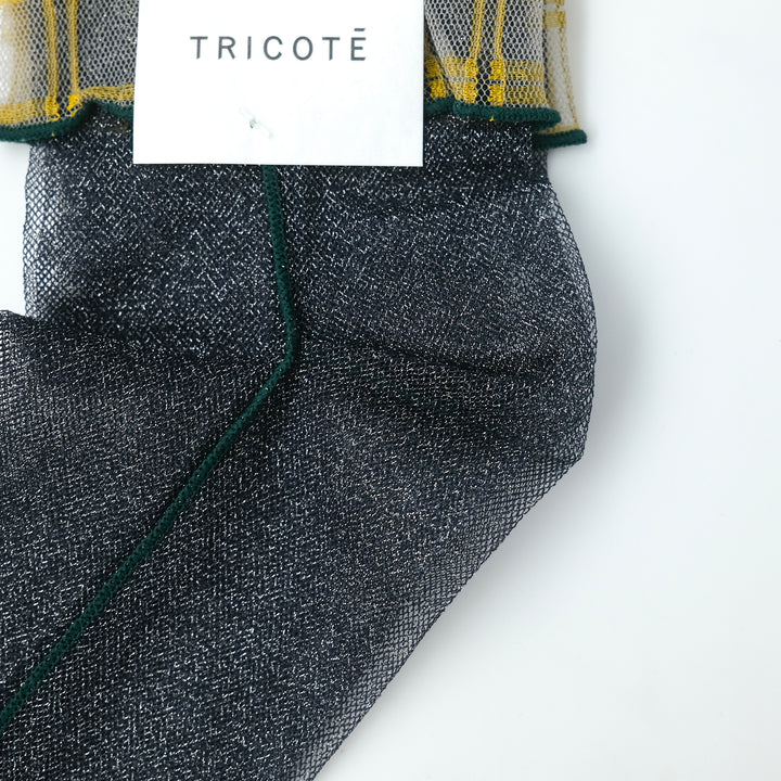 CHECK TULLE SOCKS NAVY