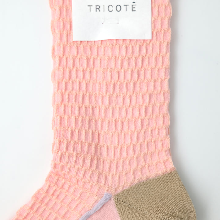 BUMPY FRILLED RIM DOT PETTERN SOCKS PINK