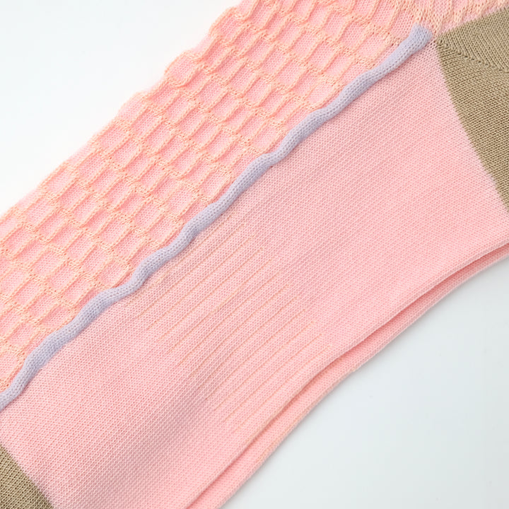 BUMPY FRILLED RIM DOT PETTERN SOCKS PINK