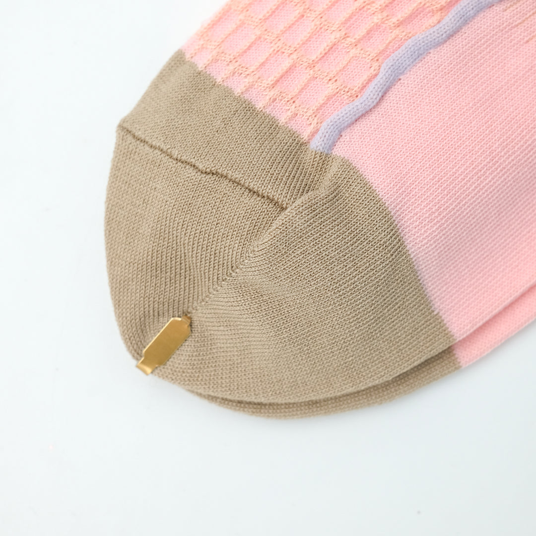 BUMPY FRILLED RIM DOT PETTERN SOCKS PINK