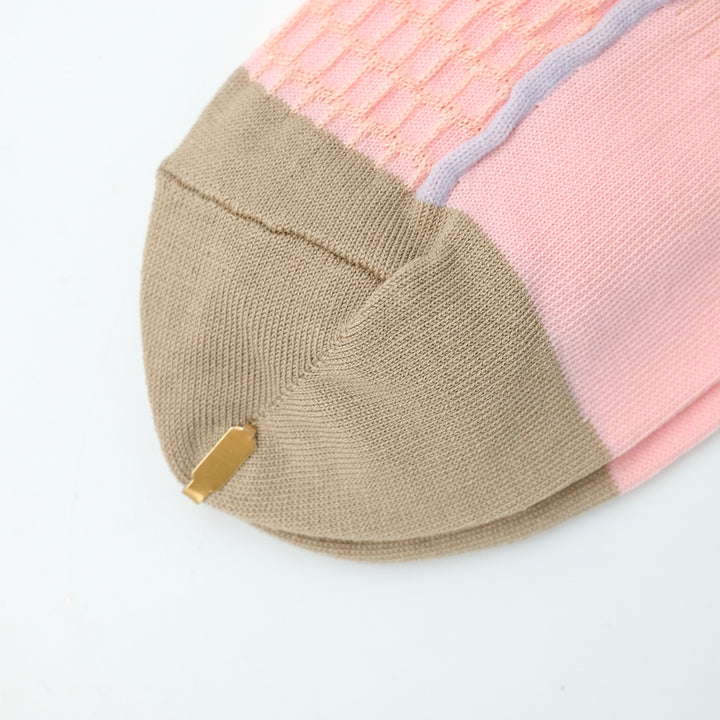 BUMPY FRILLED RIM DOT PETTERN SOCKS PINK