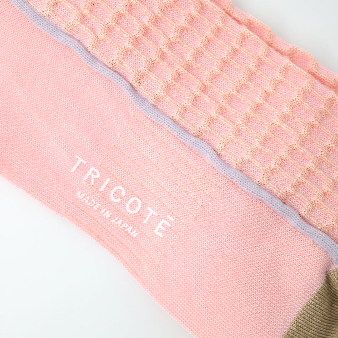 BUMPY FRILLED RIM DOT PETTERN SOCKS PINK