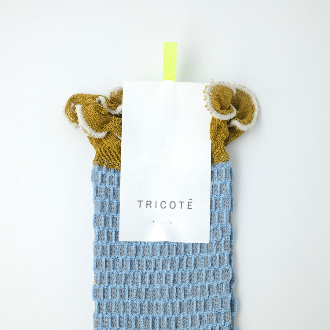 BUMPY FRILLED RIM DOT PETTERN SOCKS BLUE