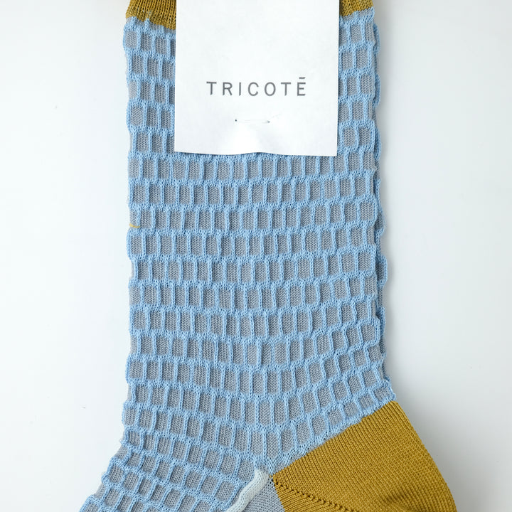 BUMPY FRILLED RIM DOT PETTERN SOCKS BLUE