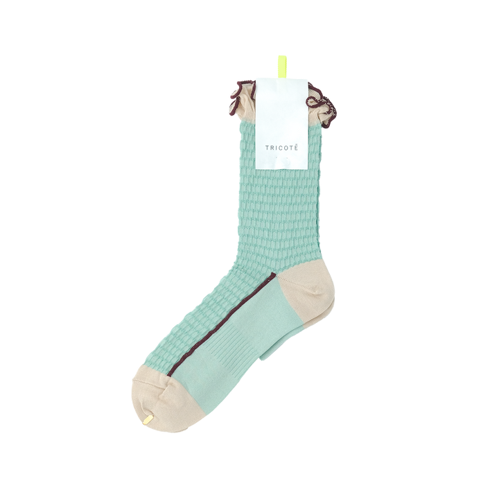 BUMPY FRILLED RIM DOT PETTERN SOCKS MINT