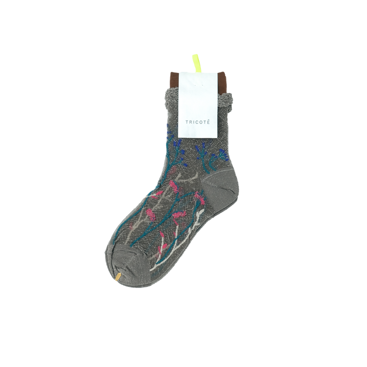 FLOWER SHEER SOCKS GRAY