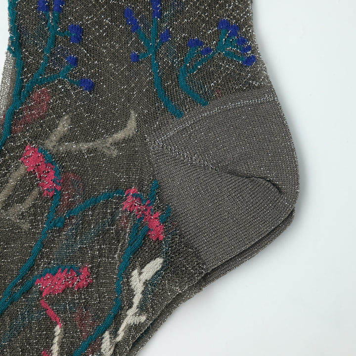 FLOWER SHEER SOCKS GRAY