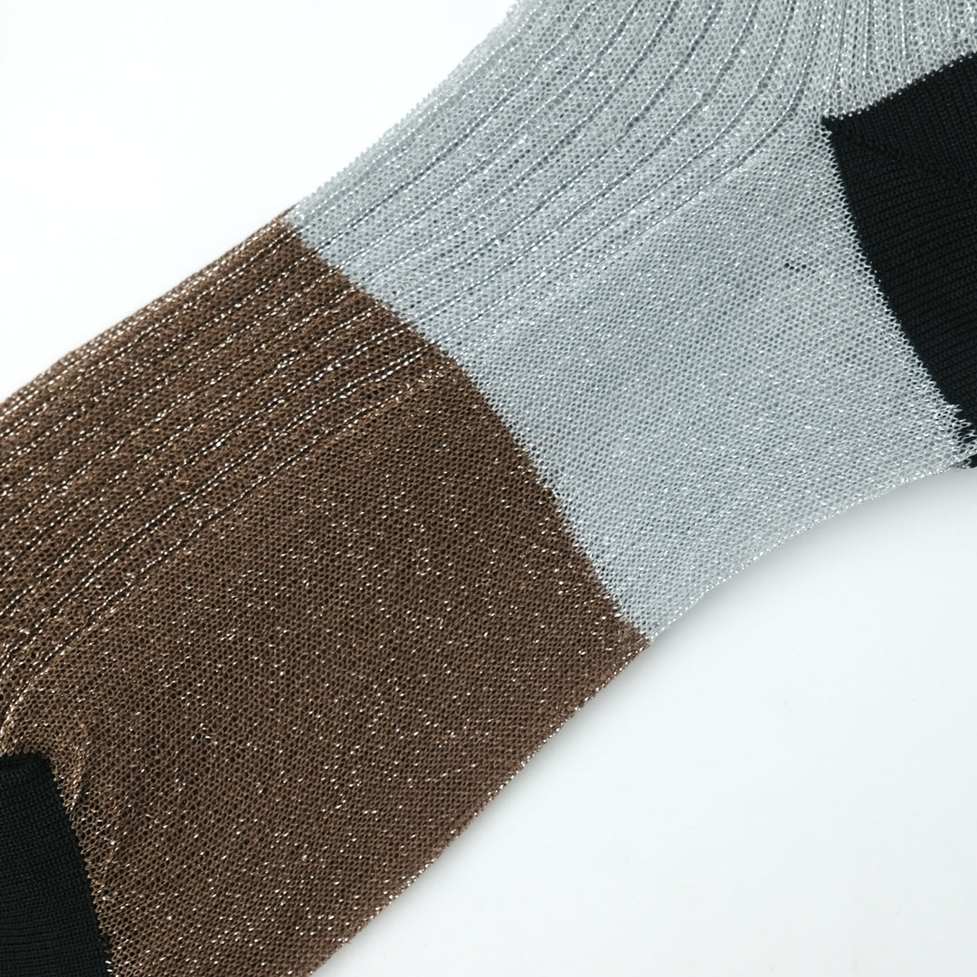 SHEER BICOLOR RIB SOCKS WHITE