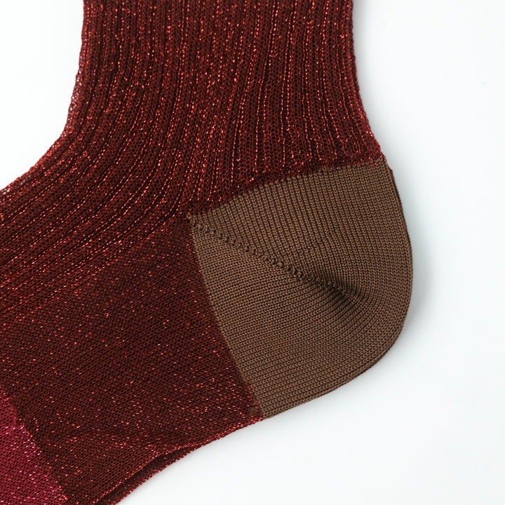 SHEER BICOLOR RIB SOCKS PINK