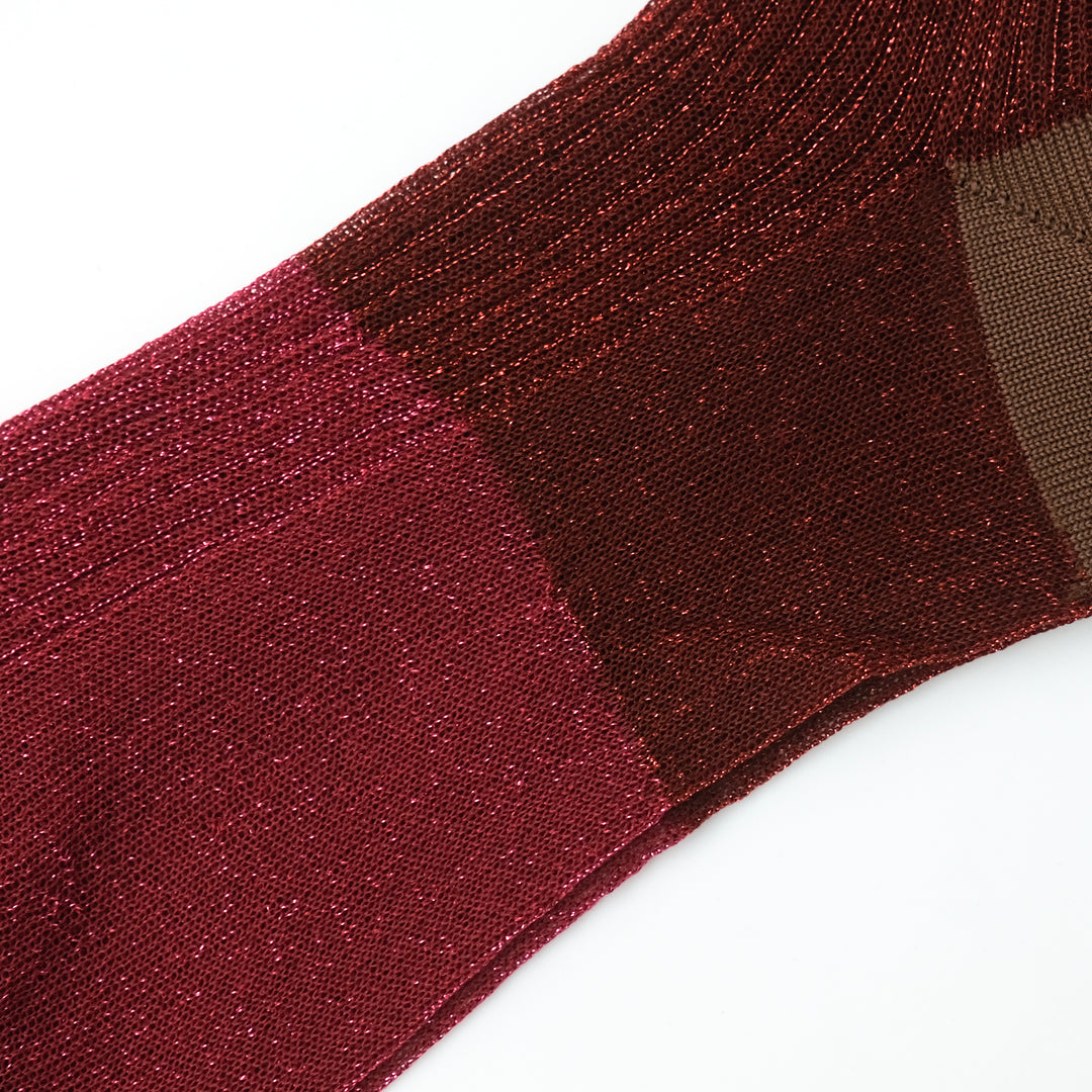 SHEER BICOLOR RIB SOCKS PINK