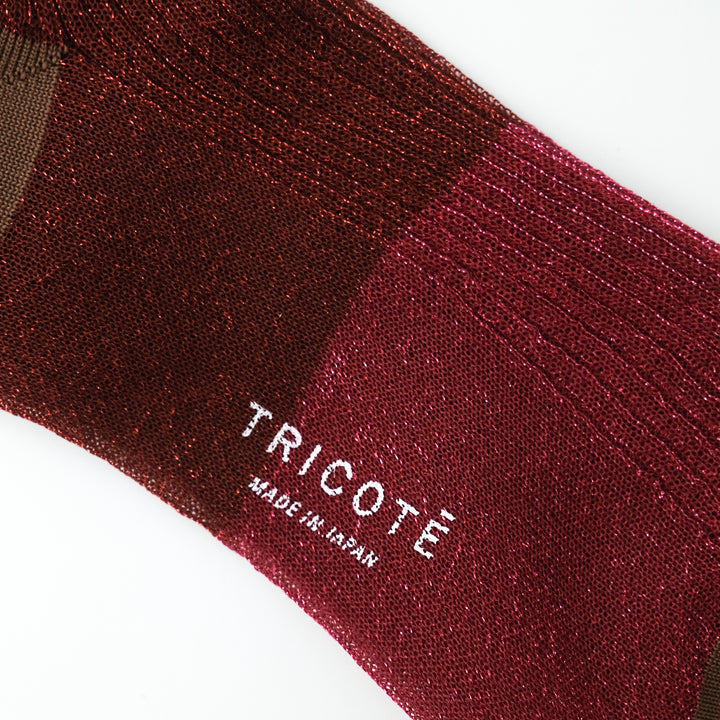 SHEER BICOLOR RIB SOCKS PINK