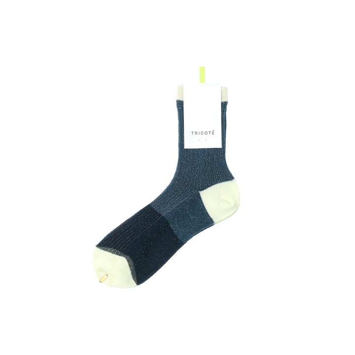 SHEER BICOLOR RIB SOCKS BLUE