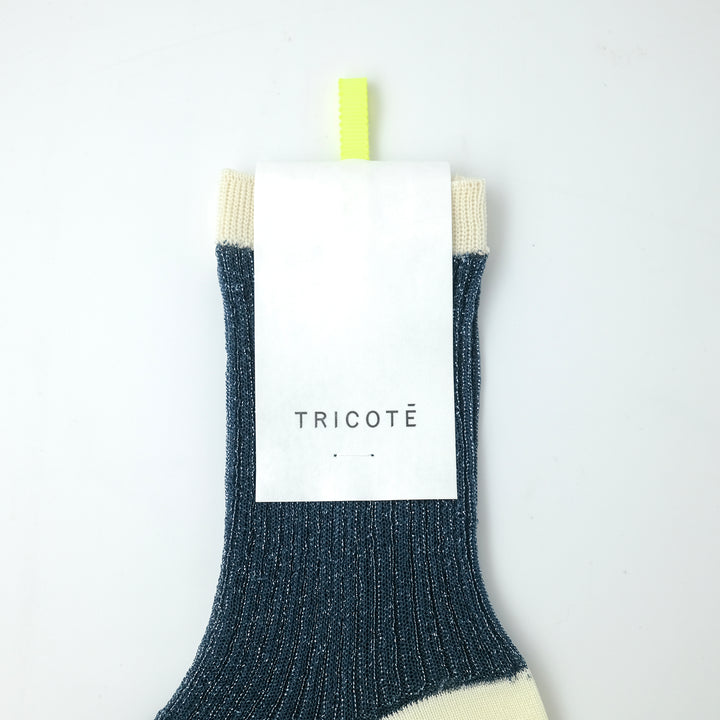 SHEER BICOLOR RIB SOCKS BLUE