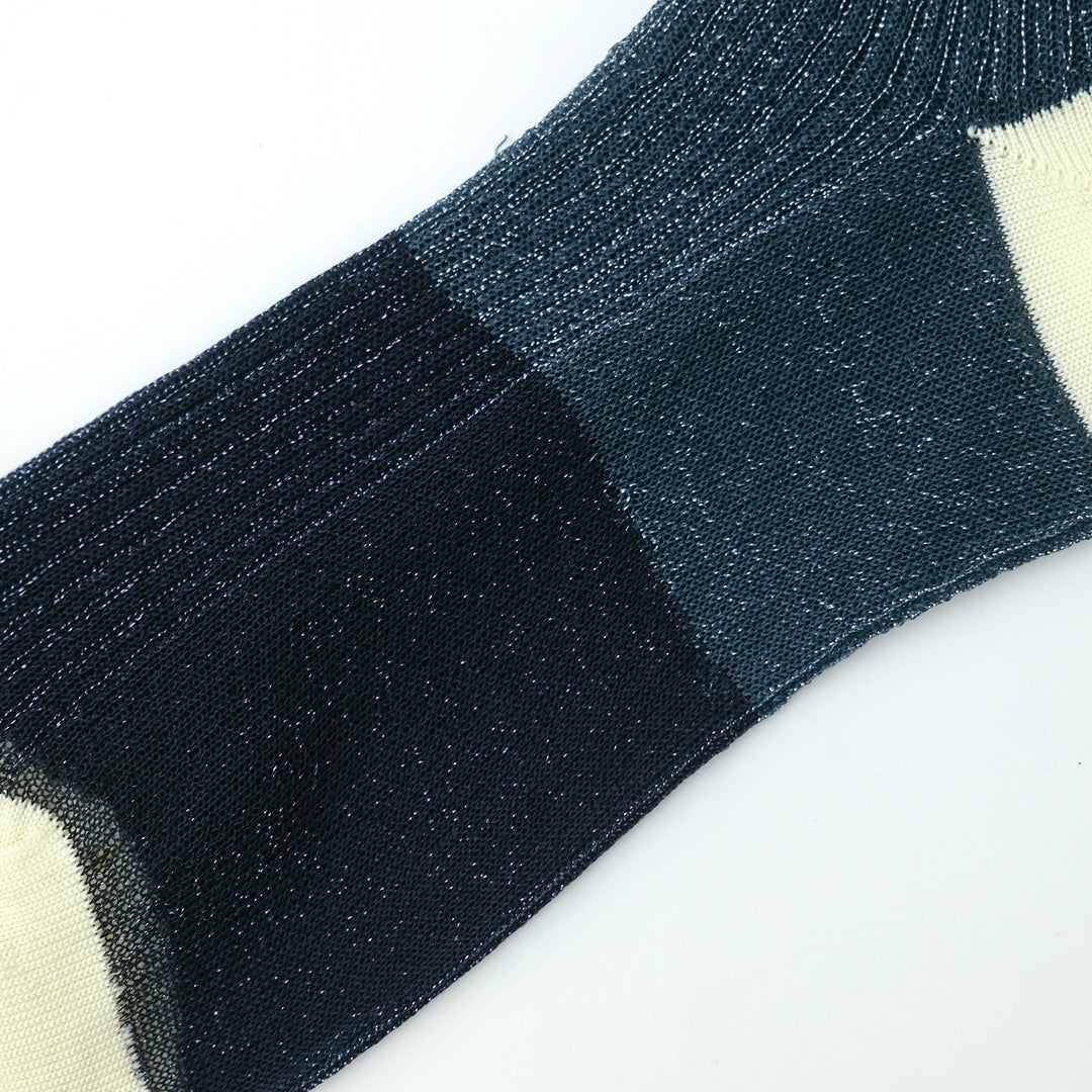 SHEER BICOLOR RIB SOCKS BLUE