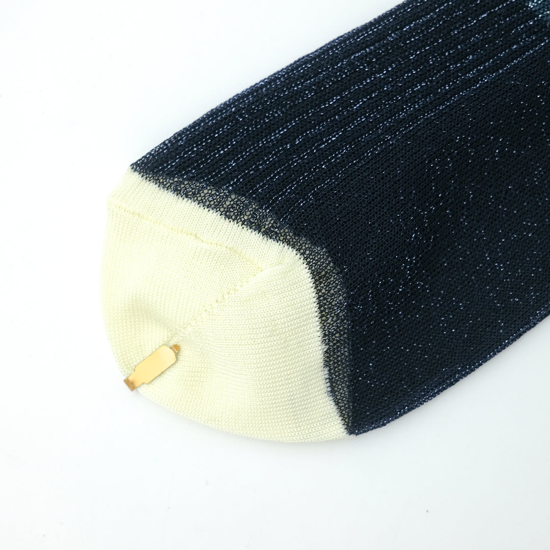 SHEER BICOLOR RIB SOCKS BLUE