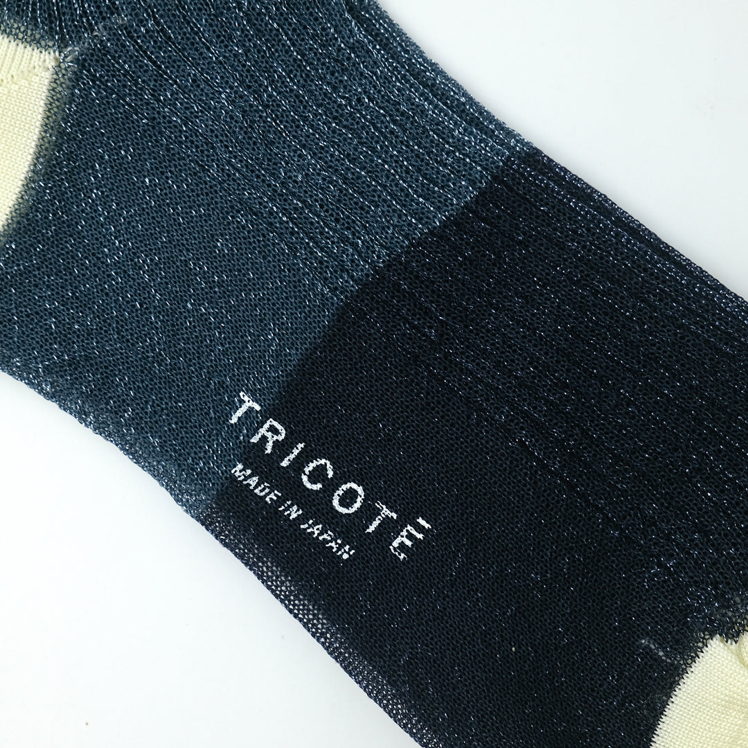SHEER BICOLOR RIB SOCKS BLUE