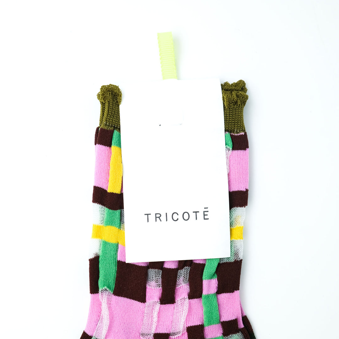 BLOCK CHECK SOCKS PINK