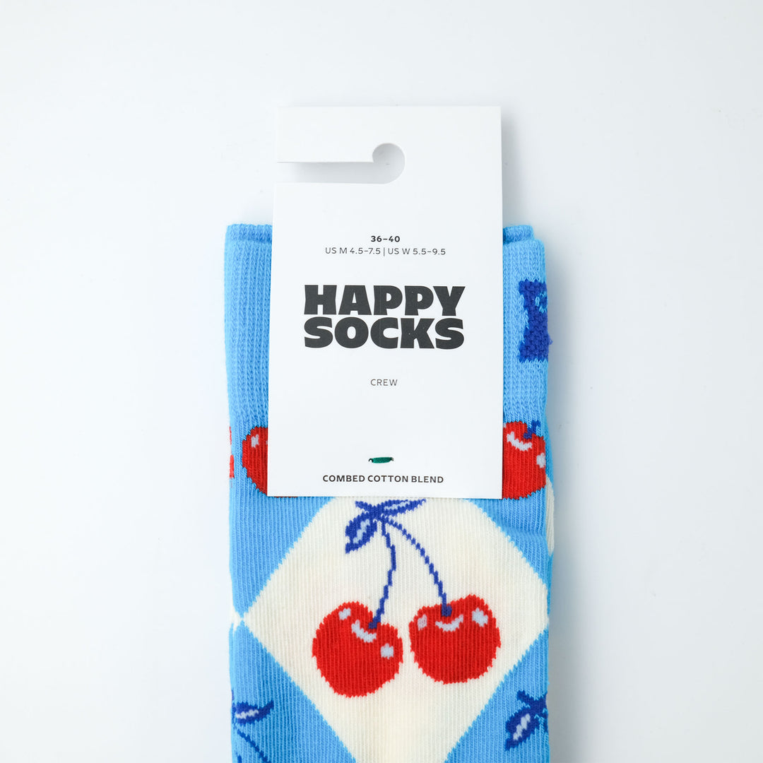 Cherry Argyle Sock TURQUOISE