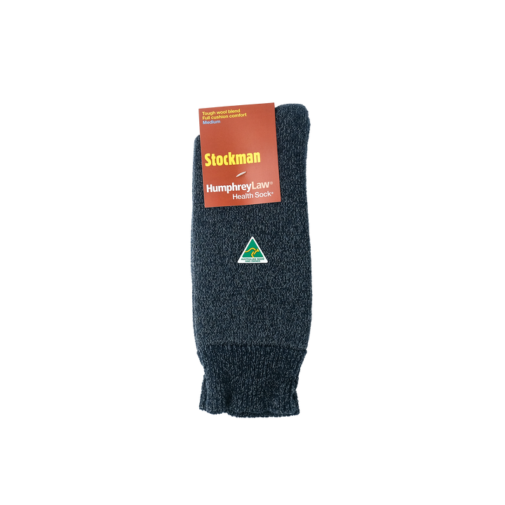 STOCKMAN 77% WOOL CUSHION HEALTH SOCK DARK/ LIGHT GREY