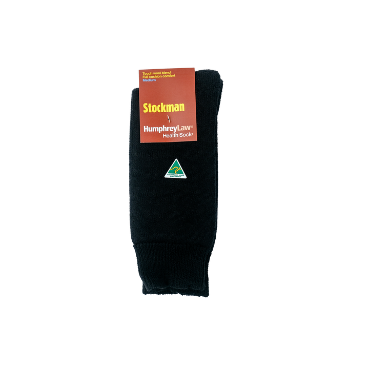 STOCKMAN 77% WOOL CUSHION HEALTH SOCK BLACK