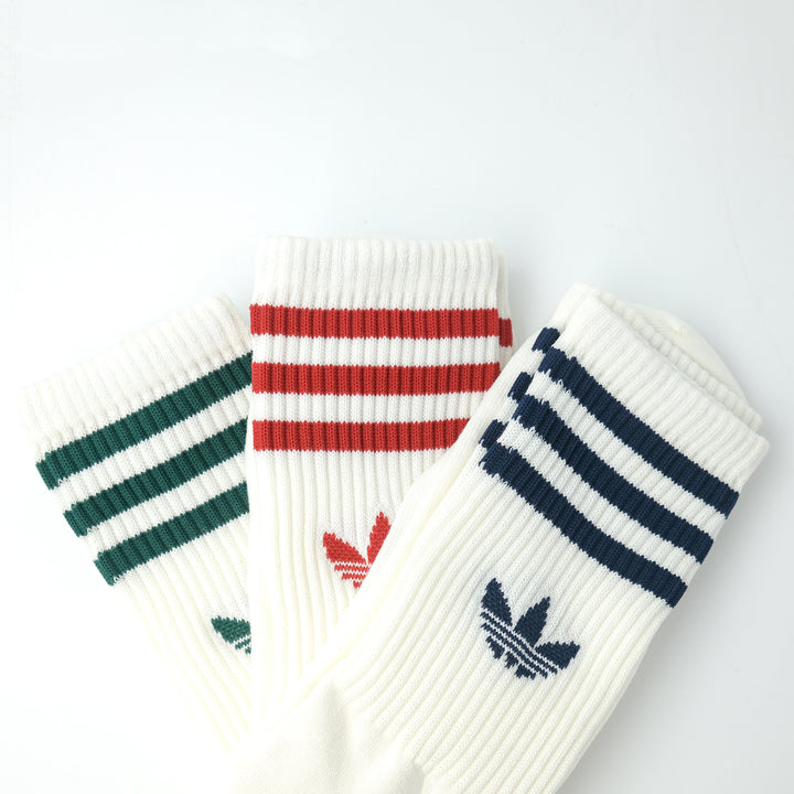 adidas Originals 3 STRIPES CREW SOCKS 3 PAIRS NIGHT INDIGO/ TEAM VICTORY RED/ COLLEGE GREEN