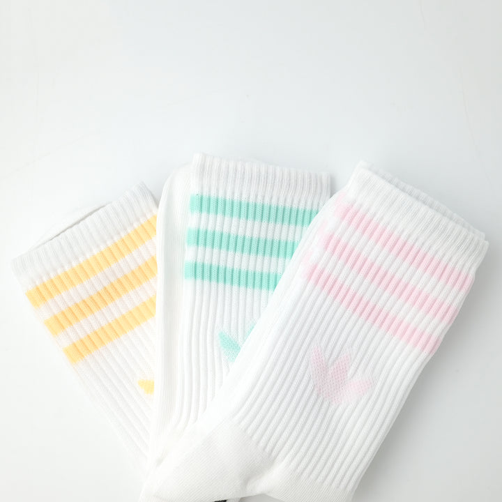 adidas Originals 3 STRIPES CREW SOCKS 3 PAIRS WHITE/ CLEAR PINK/ CLEAR MINT/ ALMOST YELLOW