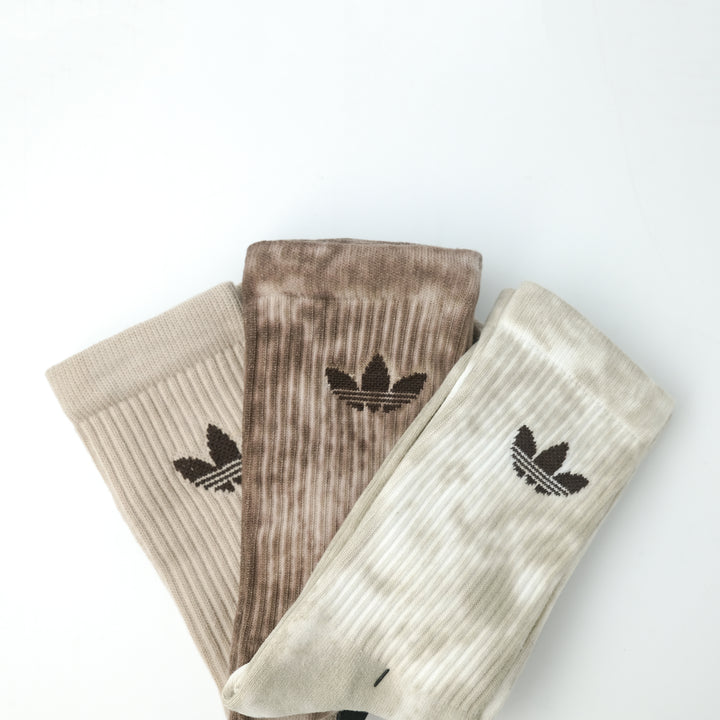 adidas Originals TIE DYE CREW SOCKS 3 PAIRS OFF WHITE / WONDER BEIGE / DARK BROWN