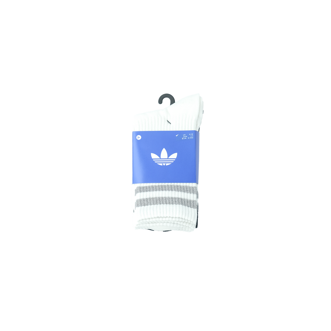 adidas Originals GLITTER TREFOIL CREW SOCK 3 PAIR PACK WHITE/ SILVER METALLIC/ BLACK