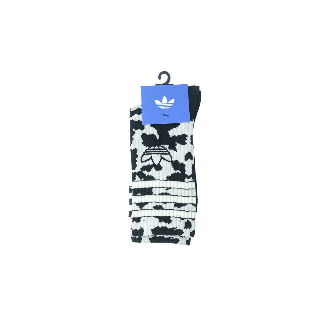 adidas Originals ANIMAL PRINT CREW SOCK 2 PAIRS OFF WHITE/ BLACK
