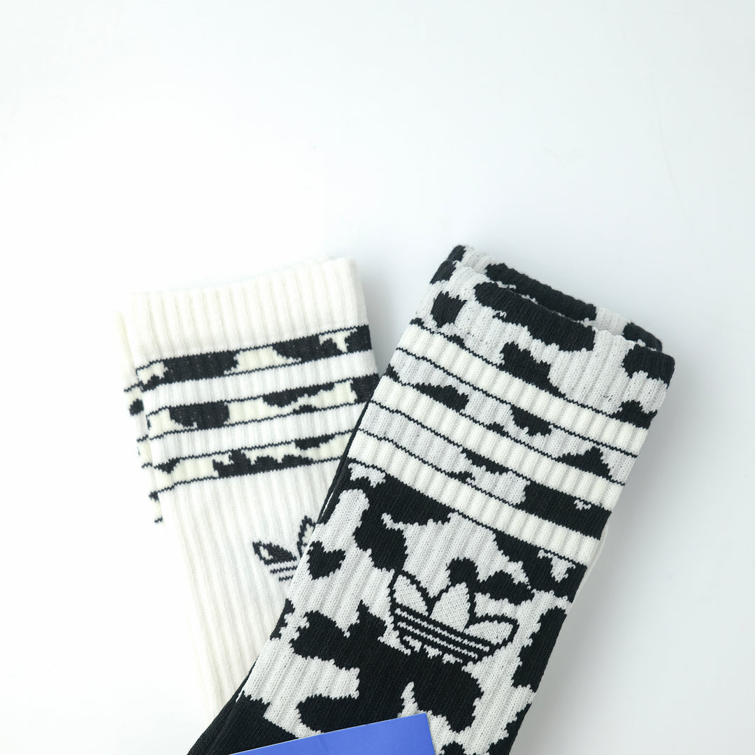 adidas Originals ANIMAL PRINT CREW SOCK 2 PAIRS OFF WHITE/ BLACK