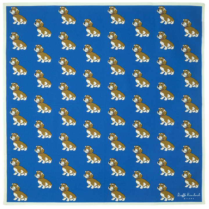 PET "SAUSAGE DOG AO" コットンハンカチーフ (クラシック) BLUE×WHITE