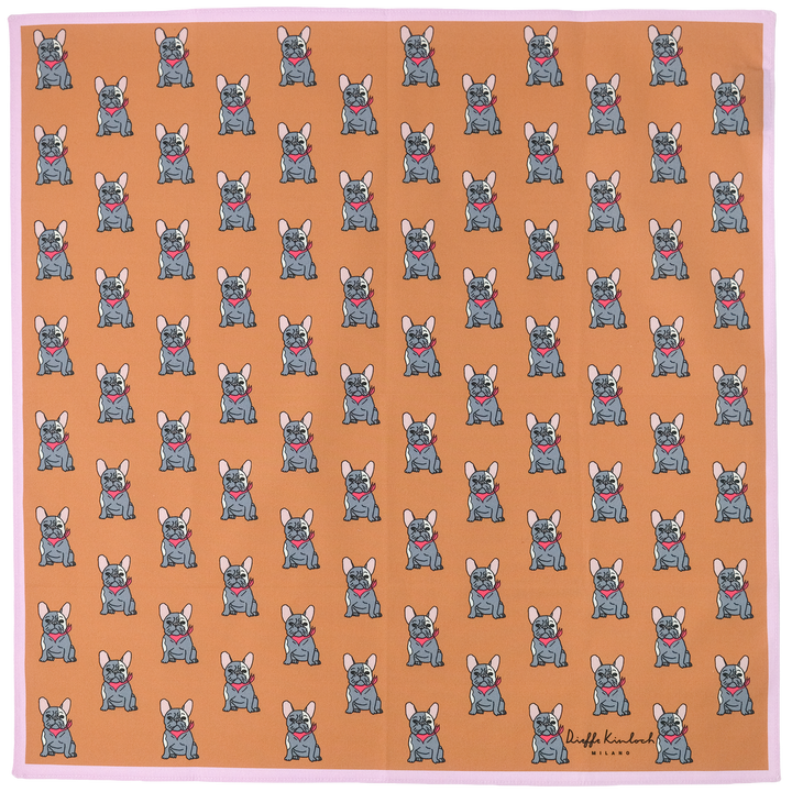 ORIGINAL "FRENCH BULLDOG" コットンハンカチーフ (クラシック) BROWN×PINK