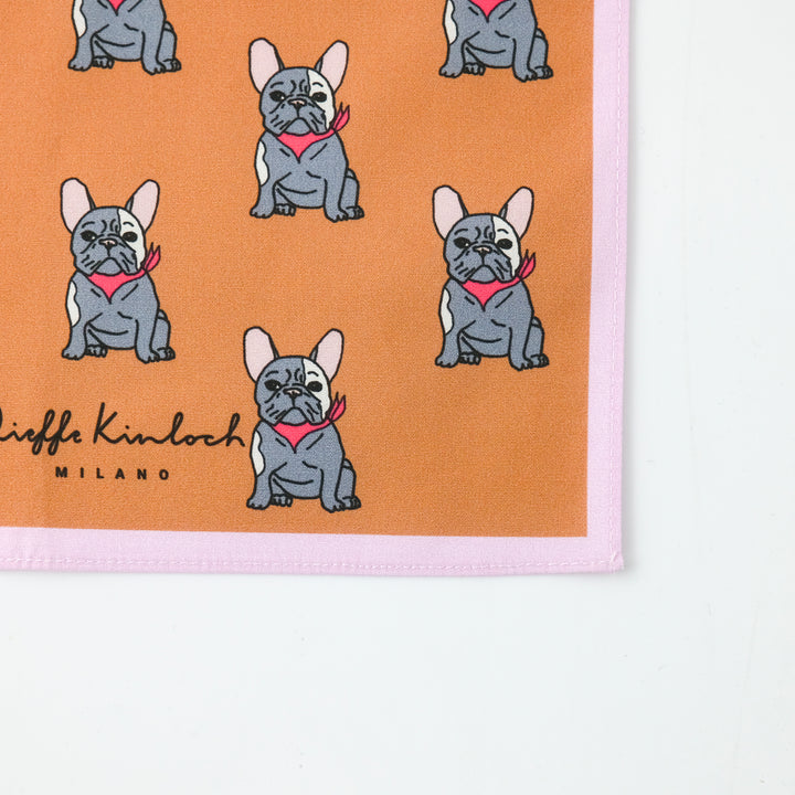 ORIGINAL "FRENCH BULLDOG" コットンハンカチーフ (クラシック) BROWN×PINK