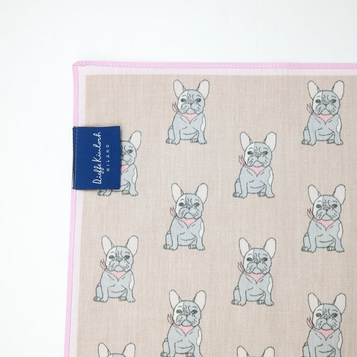ORIGINAL "FRENCH BULLDOG" コットンハンカチーフ (クラシック) BROWN×PINK