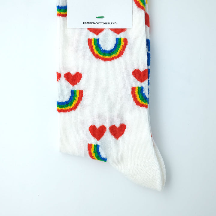 Happy Rainbow Sock WHITE