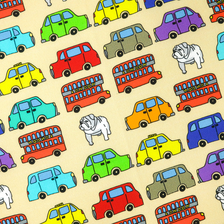 LONDON "BULLDOG & TRAFFIC" コットンハンカチーフ (クラシック) BEIGE×ORANGE