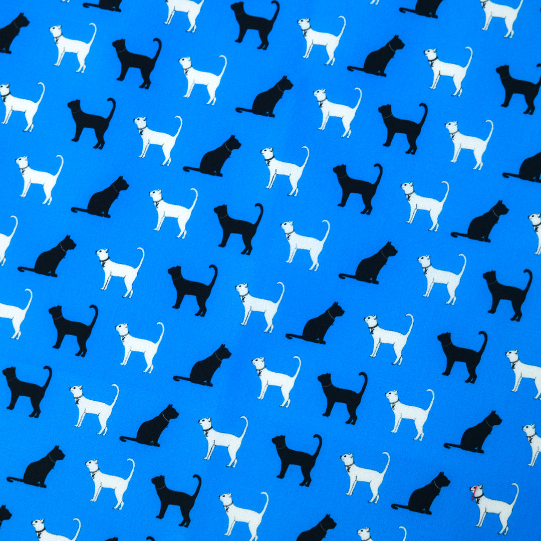 VENICE ”CATS ALL OVER” コットン ハンカチーフ（クラシック）BLUE×WHITE