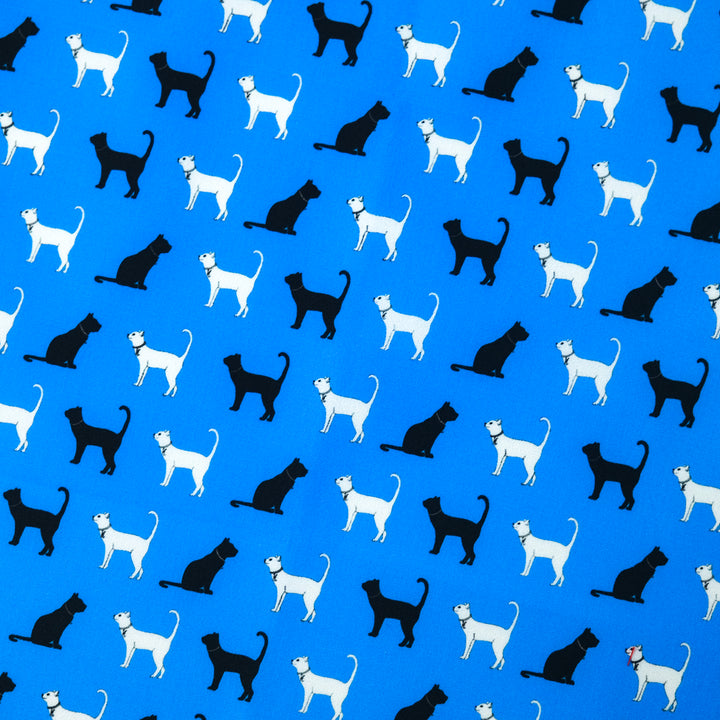 VENICE ”CATS ALL OVER” コットン ハンカチーフ（クラシック）BLUE×WHITE