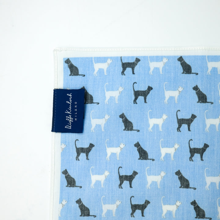 VENICE ”CATS ALL OVER” コットン ハンカチーフ（クラシック）BLUE×WHITE