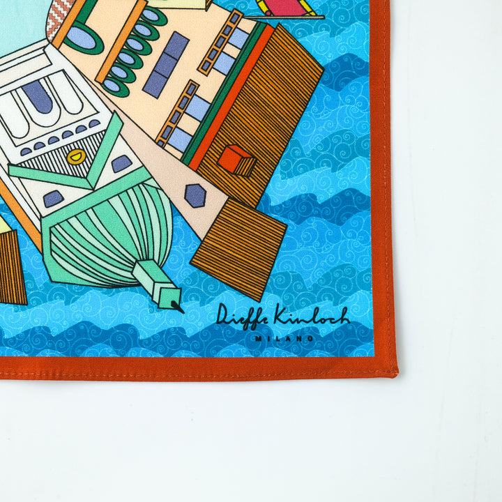 VENICE "VENICE" コットン ハンカチーフ（クラシック）BLUE×BROWN