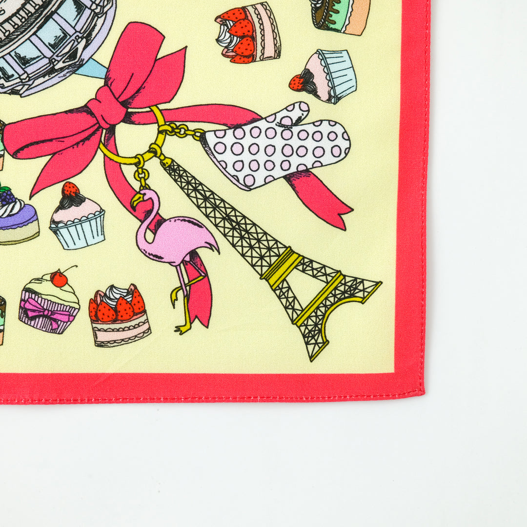PARIS " PASRICCERIA "  コットンハンカチーフ (クラシック) YELLOW×PINK